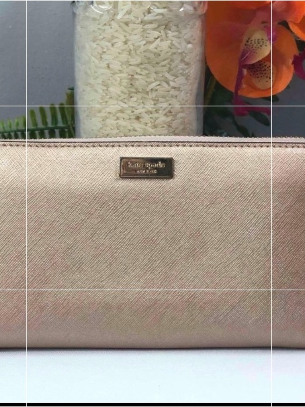 KATE SPADE Newbury Lane Neda Rose Gold Saffiano Leather Wallet